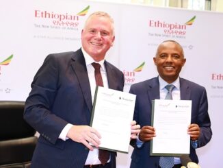 Mark Meehan, Global Vice President, and Managing Director of Travelport International Ltd. (L) and Mr. Mesfin Tasew, CEO of Ethiopian Airlines Group (R) (PHOTO: Ethiopian Airlines)