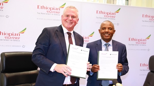 Mark Meehan, Global Vice President, and Managing Director of Travelport International Ltd. (L) and Mr. Mesfin Tasew, CEO of Ethiopian Airlines Group (R) (PHOTO: Ethiopian Airlines)